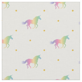 Rainbow Unicorns & Gold Stars Muster Stoff