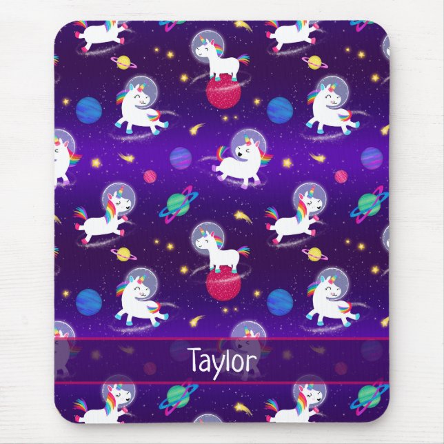 Rainbow Unicorns In Space Purple Ombre Mousepad (Vorne)