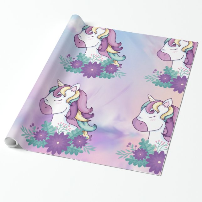 Rainbow Unicorp Wrapping Paper Geschenkpapier (Ungerollt)