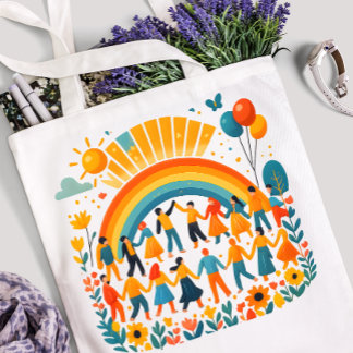 Rainbow Unity Kids Celebration Tote Bag