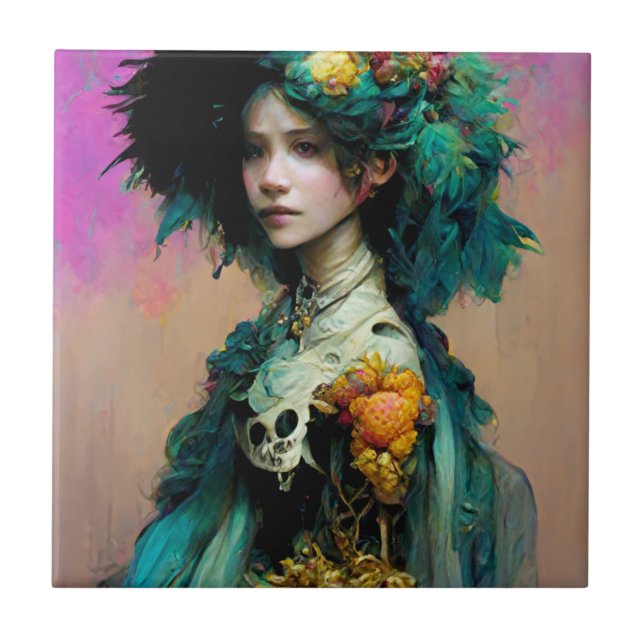 Rainbow Urchin 2 Fantasy Sci-Fi Fliese (Vorderseite)