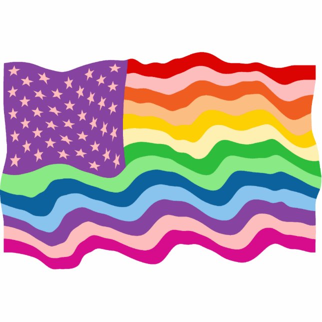 Rainbow US Flag Fotoskulptur Ornament (Vorne)