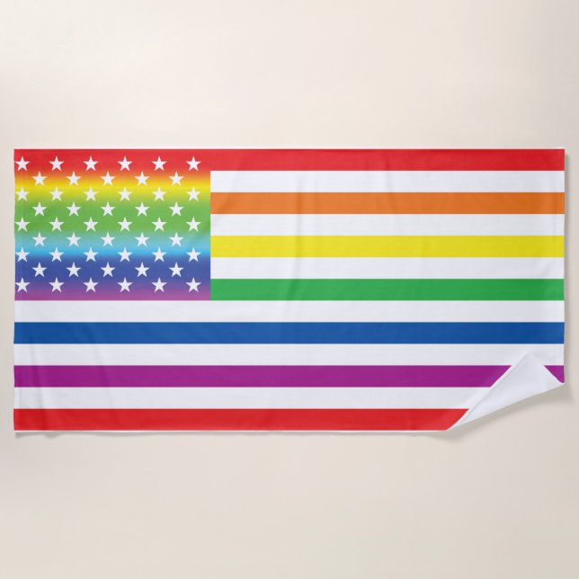 Rainbow US Flag LGBT Pride Strandtuch (Vorderseite)