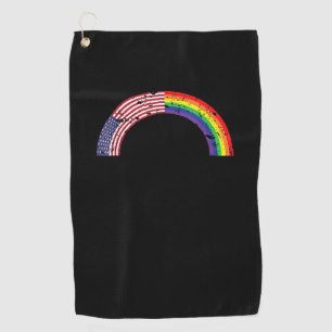 Rainbow USA Flag Gay Flag LGBT LGBTQ American Prid Golfhandtuch