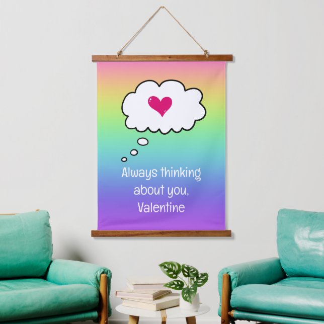 Rainbow Valentine Tapestry Wandteppich Mit Holzrahmen (Wohnzimmer)