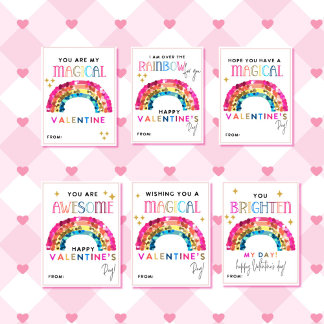 Rainbow Valentine's Day Kids Classroom cards Briefbogen