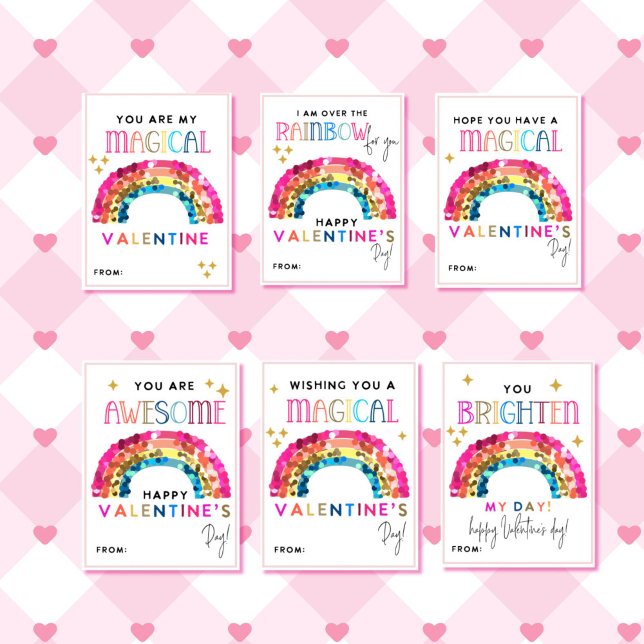 Rainbow Valentine's Day Kids Classroom cards Briefbogen (Rainbow valentine's day classroom cards)