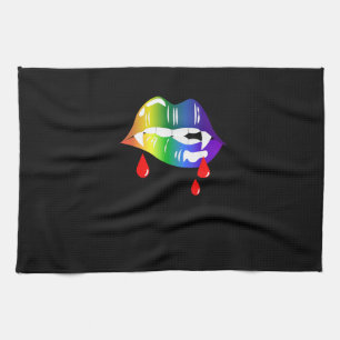 Rainbow Vampire Lips Biting - LGBT Pride T - Shirt Geschirrtuch