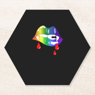 Rainbow Vampire Lips Biting - LGBT Pride T - Shirt Untersetzer
