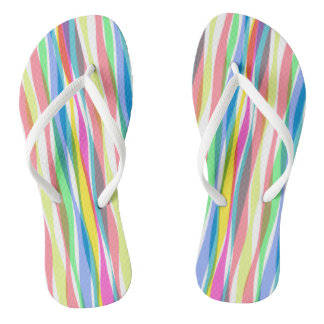 Rainbow Vertical Stripes Pastellfarben Flip Flops