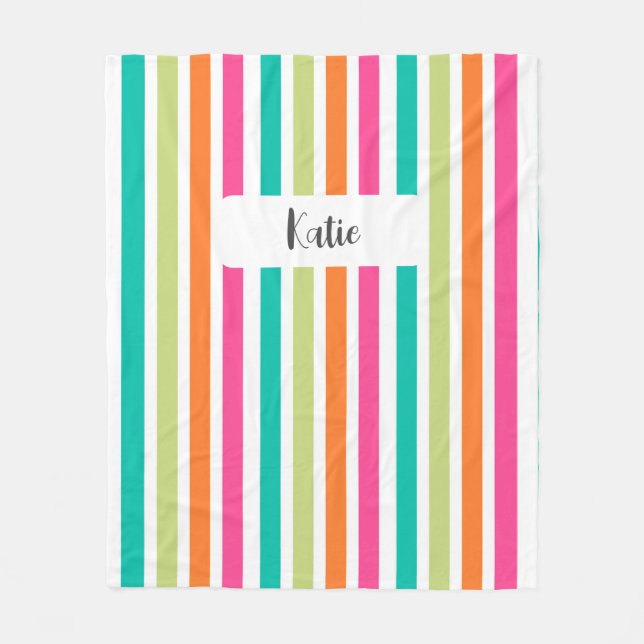 Rainbow-vertikale Streifen farbenfroh Retro-Multic Fleecedecke (Vorderseite)