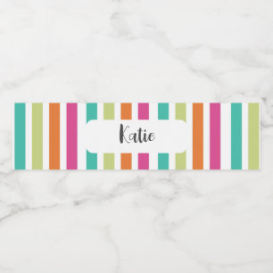 Rainbow-vertikale Streifen farbenfroh Retro-Multic Wasserflaschenetikett