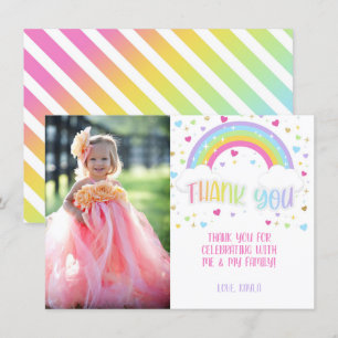 Rainbow Vielen Dank Foto Card - Pastell Einladung