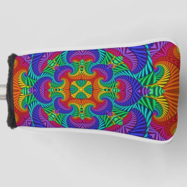Rainbow Vintag Psychedelic Fraktal Kaleidoskop Golf Headcover (Vorderseite)