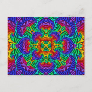 Rainbow Vintag Psychedelic Fraktal Kaleidoskop Postkarte