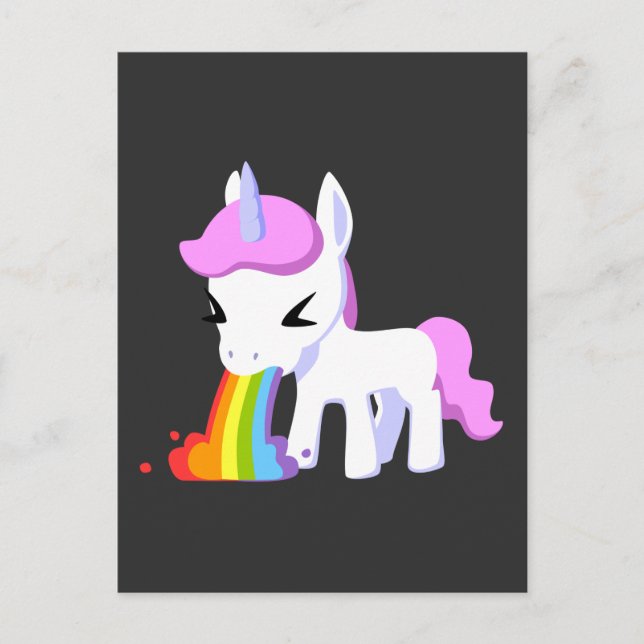 RAINBOW VOMIT UNICORN POSTCARDS POSTKARTE (Vorderseite)