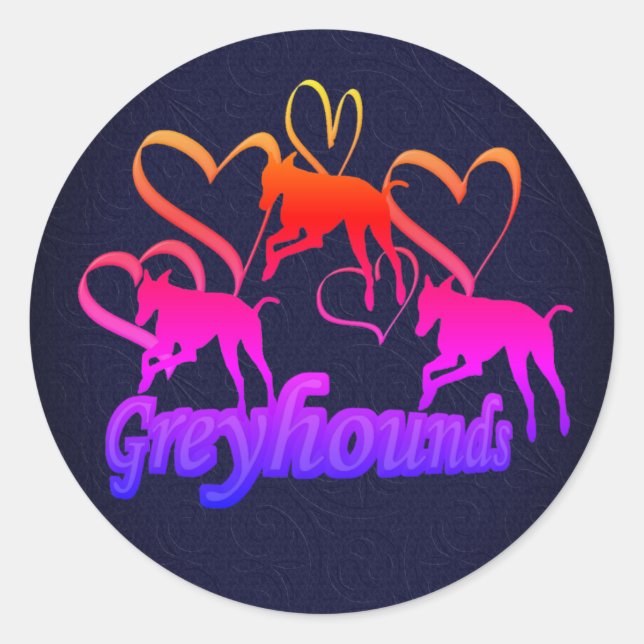 Rainbow von Greyhounds Hearts Runder Aufkleber (Vorderseite)