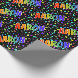 Rainbow Vorname "AARON" + Sterne Geschenkpapier