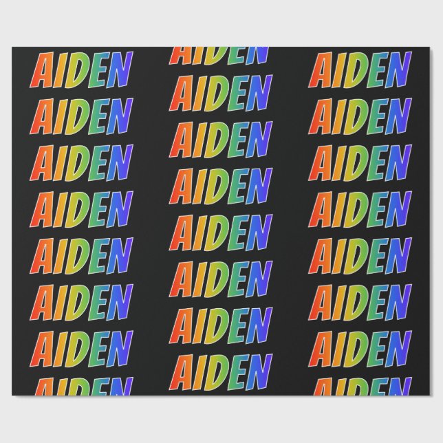 Rainbow Vorname "AIDEN"; Fun & Colorful Geschenkpapier (Flach)