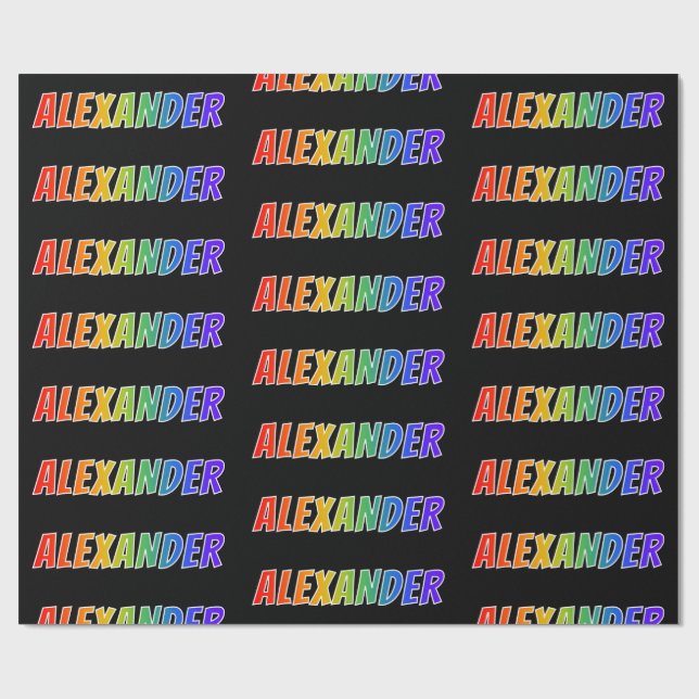 Rainbow Vorname "ALEXANDER"; Fun & Colorful Geschenkpapier (Flach)