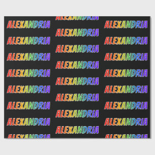 Rainbow Vorname "ALEXANDRIA"; Fun & Colorful Geschenkpapier