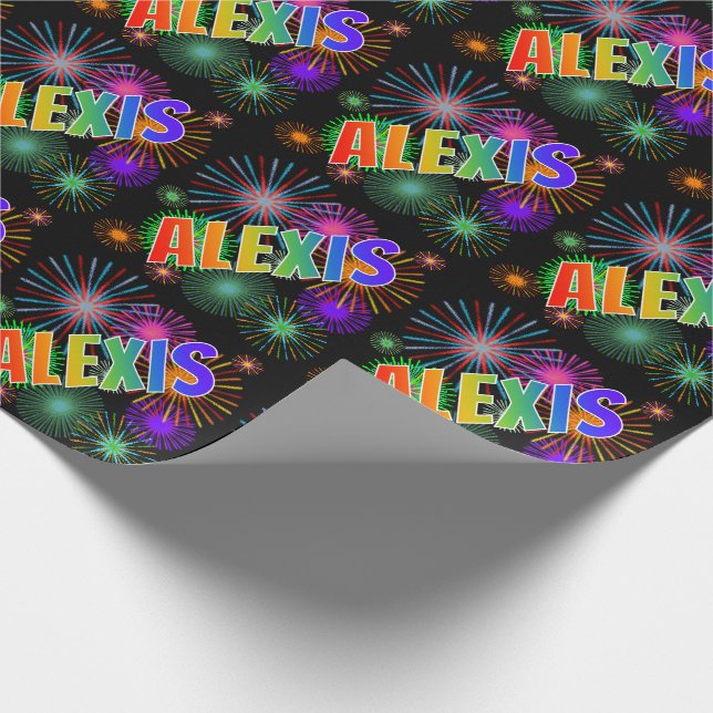 Rainbow Vorname "ALEXIS" + Feuerwerk Geschenkpapier (Ecke)