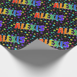 Rainbow Vorname "ALEXIS" + Sterne Geschenkpapier