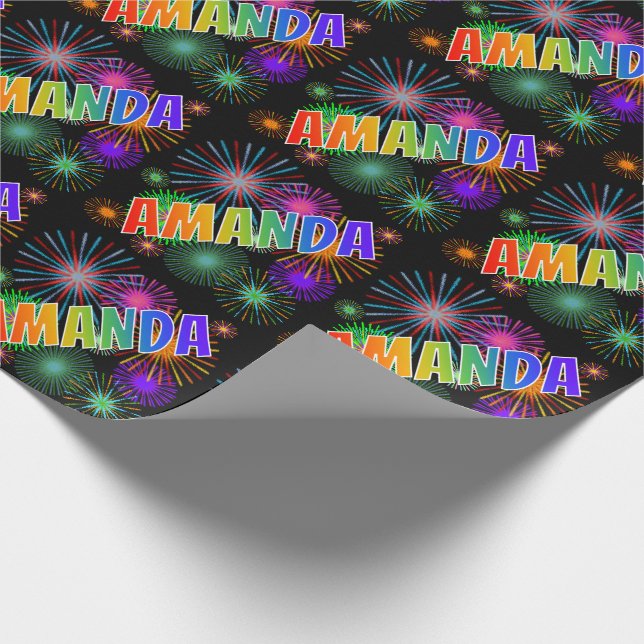 Rainbow Vorname "AMANDA" + Feuerwerk Geschenkpapier (Ecke)