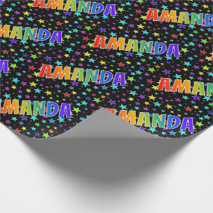 Rainbow Vorname "AMANDA" + Sterne Geschenkpapier