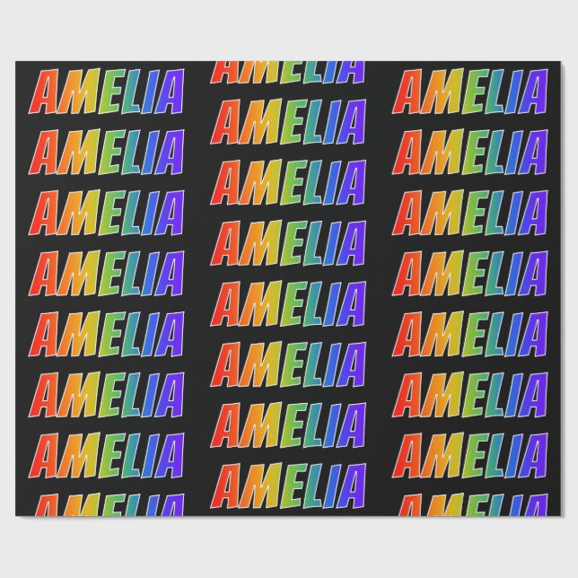 Rainbow Vorname "AMELIA"; Fun & Colorful Geschenkpapier (Flach)