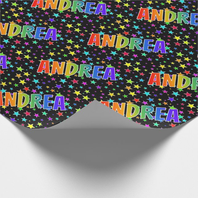 Rainbow Vorname "ANDREA" + Sterne Geschenkpapier (Ecke)