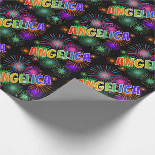 Rainbow Vorname "ANGELICA" + Feuerwerkskörper Geschenkpapier