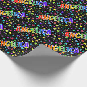 Rainbow Vorname "ANGELICA" + Sterne Geschenkpapier