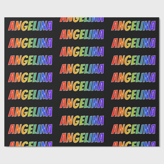Rainbow Vorname "ANGELINA"; Fun & Colorful Geschenkpapier (Flach)