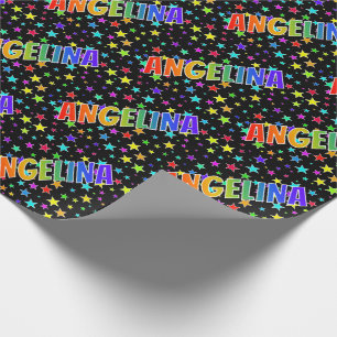 Rainbow Vorname "ANGELINA" + Sterne Geschenkpapier