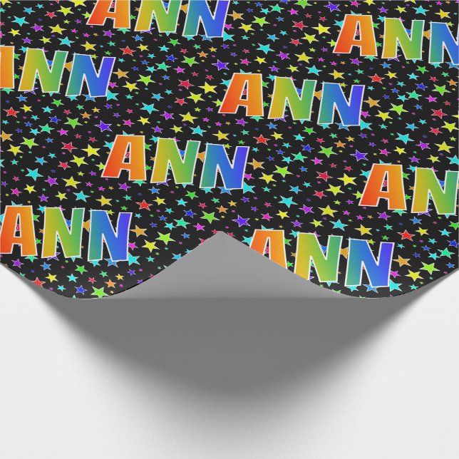 Rainbow Vorname "ANN" + Sterne Geschenkpapier (Ecke)