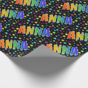Rainbow Vorname "ANNA" + Sterne Geschenkpapier