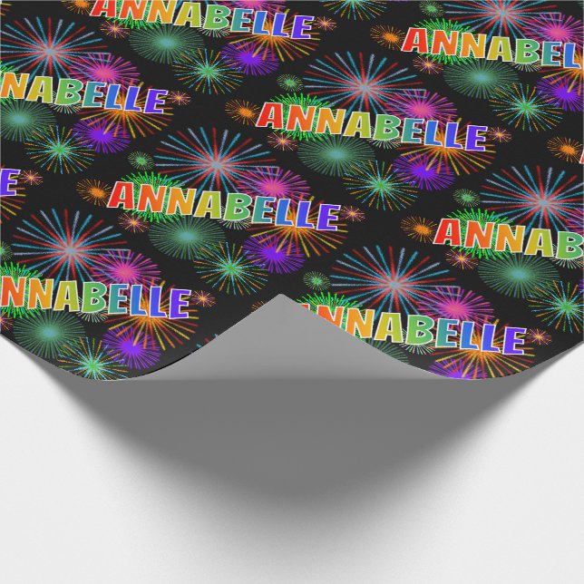 Rainbow Vorname "ANNABELLE" + Feuerwerke Geschenkpapier (Ecke)