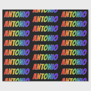 Rainbow Vorname "ANTONIO"; Fun & Colorful Geschenkpapier