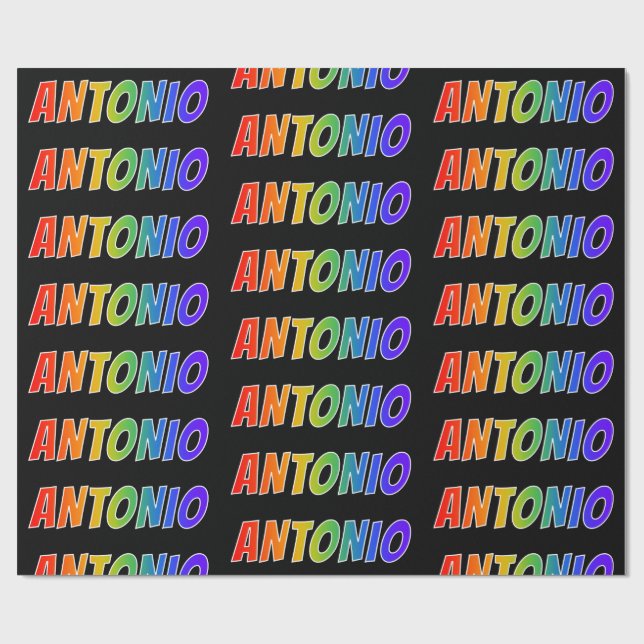 Rainbow Vorname "ANTONIO"; Fun & Colorful Geschenkpapier (Flach)