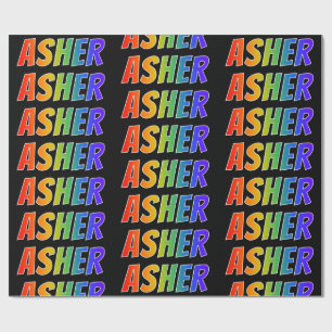 Rainbow Vorname "ASHER"; Fun & Colorful Geschenkpapier