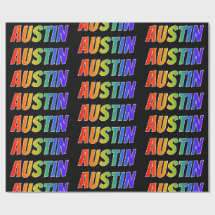 Rainbow Vorname "AUSTIN"; Fun & Colorful Geschenkpapier