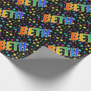 Rainbow Vorname "BETH" + Sterne Geschenkpapier