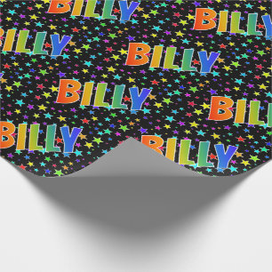 Rainbow Vorname "BILLY" + Sterne Geschenkpapier