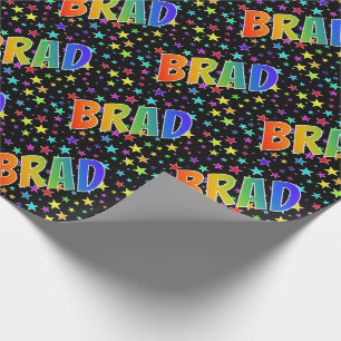 Rainbow Vorname "BRAD" + Sterne Geschenkpapier