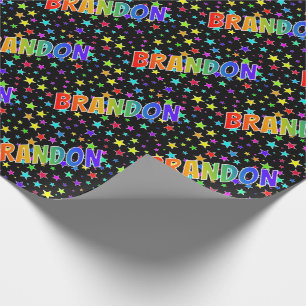 Rainbow Vorname "BRANDON" + Sterne Geschenkpapier