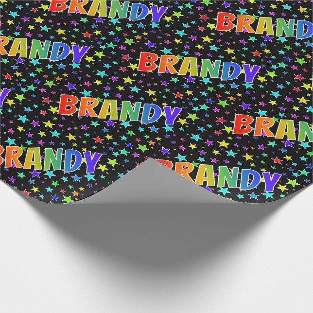 Rainbow Vorname "BRANDY" + Sterne Geschenkpapier (Ecke)