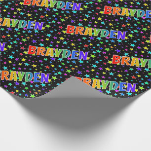 Rainbow Vorname "BRAYDEN" + Sterne Geschenkpapier