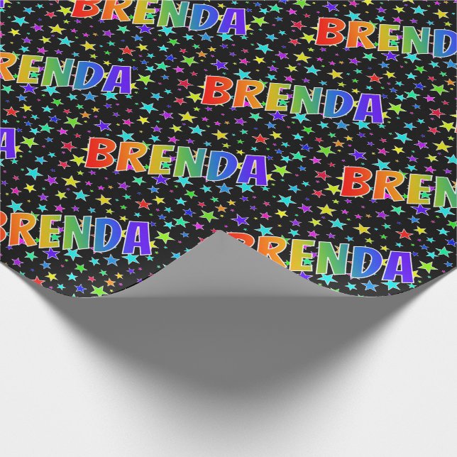 Rainbow Vorname "BRENDA" + Sterne Geschenkpapier (Ecke)
