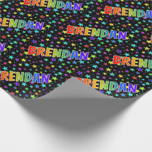 Rainbow Vorname "BRENDAN" + Sterne Geschenkpapier